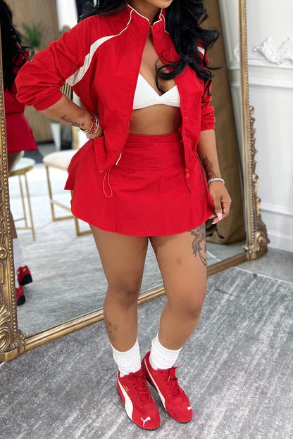 Contrast Panel Windbreaker & Skirt Set