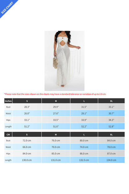 Boho Crochet Cutout Fringe Maxi Dress