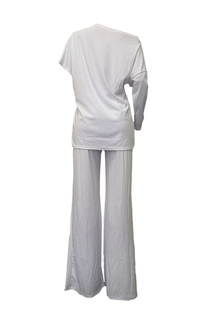 Asymmetrical Top & Wide Leg Pants Set