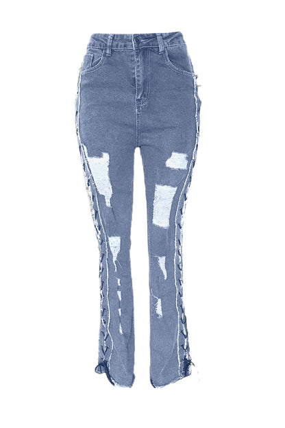 All Laced Up Mid-Rise Bootcut Jeans