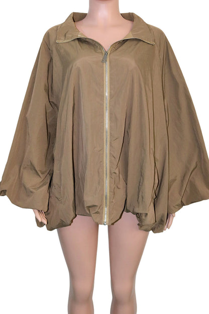 Oversized Zip-Up Bubble Jacket