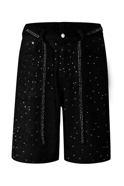 Rhinestone Denim Bermuda Shorts