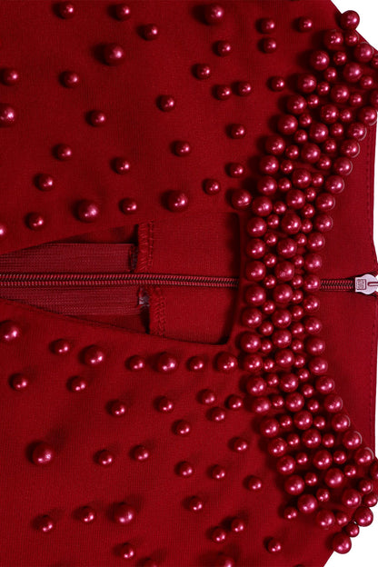 High Collar Elegant Beaded Large Swing Dress