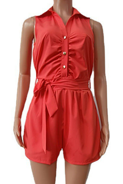 Sleeveless Tie Waist Casual Romper