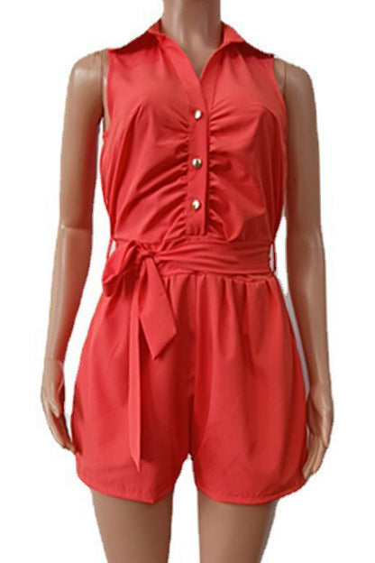 Sleeveless Tie Waist Casual Romper