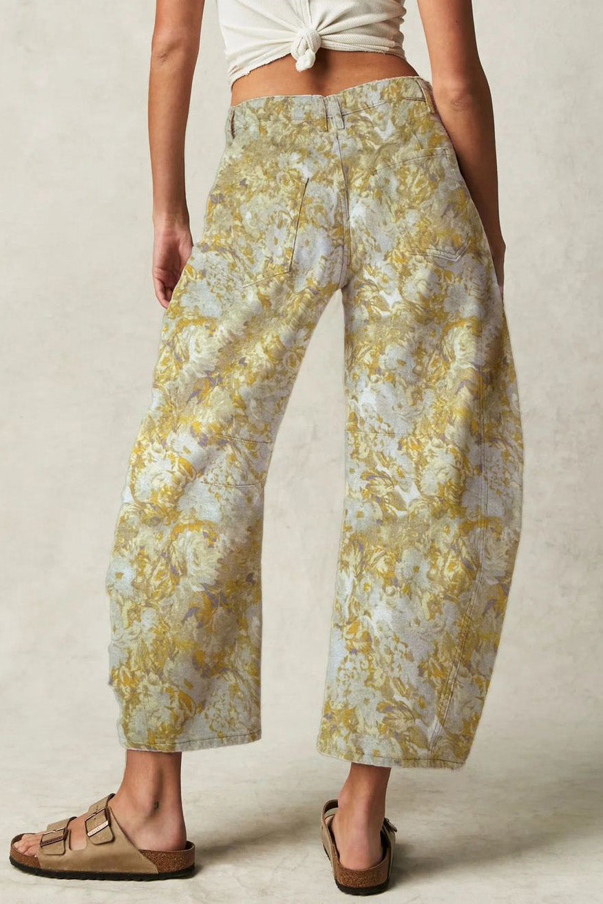 Vintage Floral Relaxed Barrel Leg Jeans