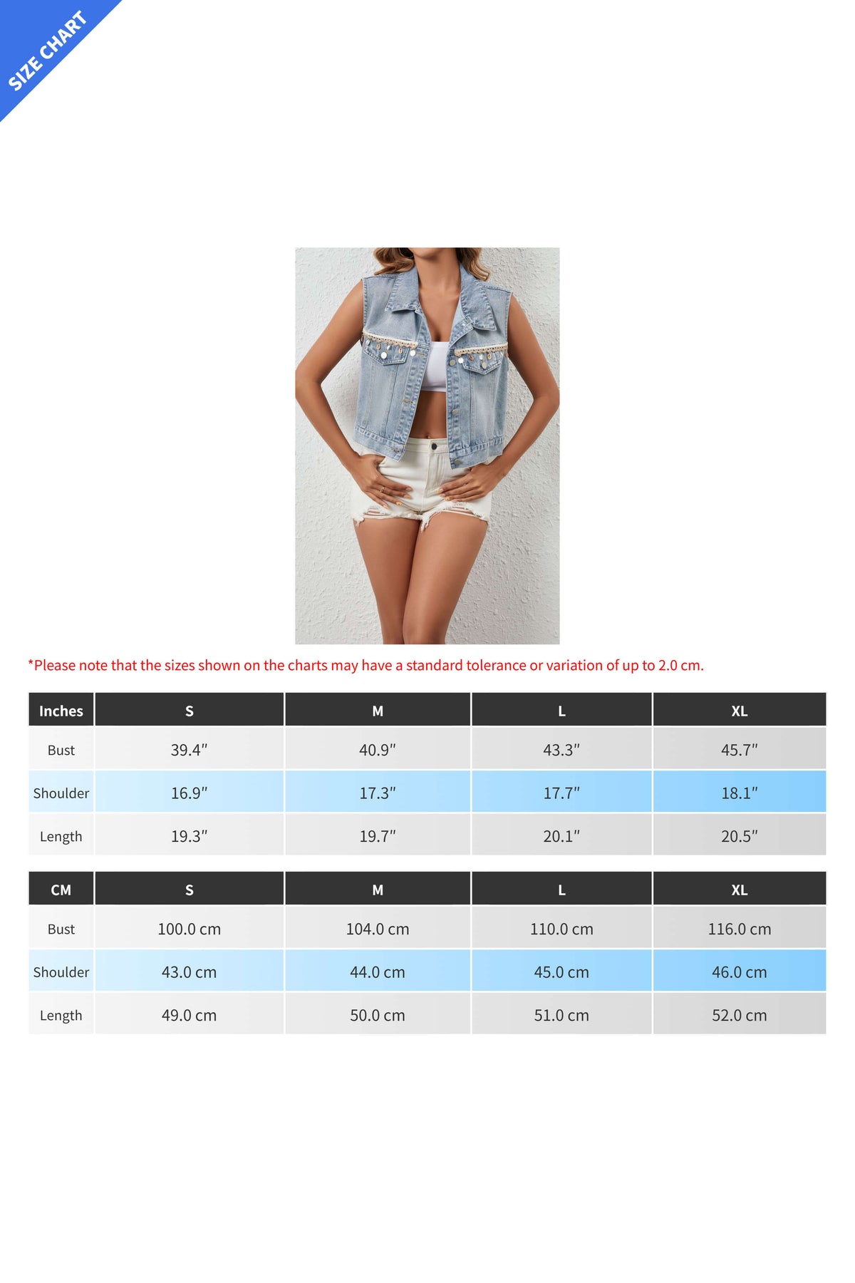 Single-breasted Fringe Denim Vest