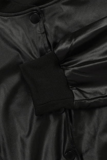 2-Piece Cutout Faux-Leather Bomber & Jogger Set