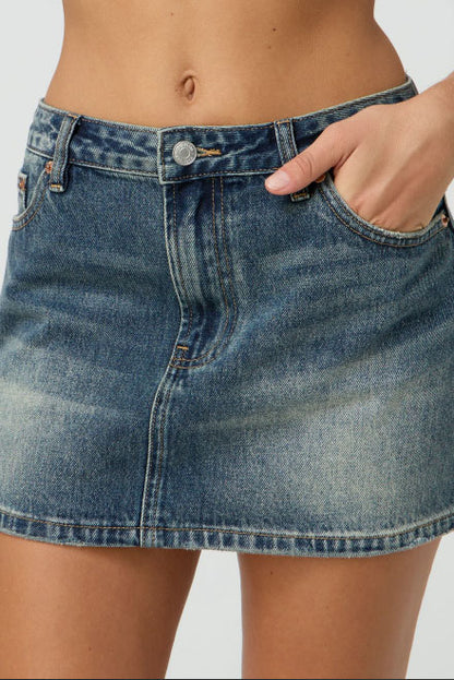 Washed Elastic High Waist Shorts Denim Skirts