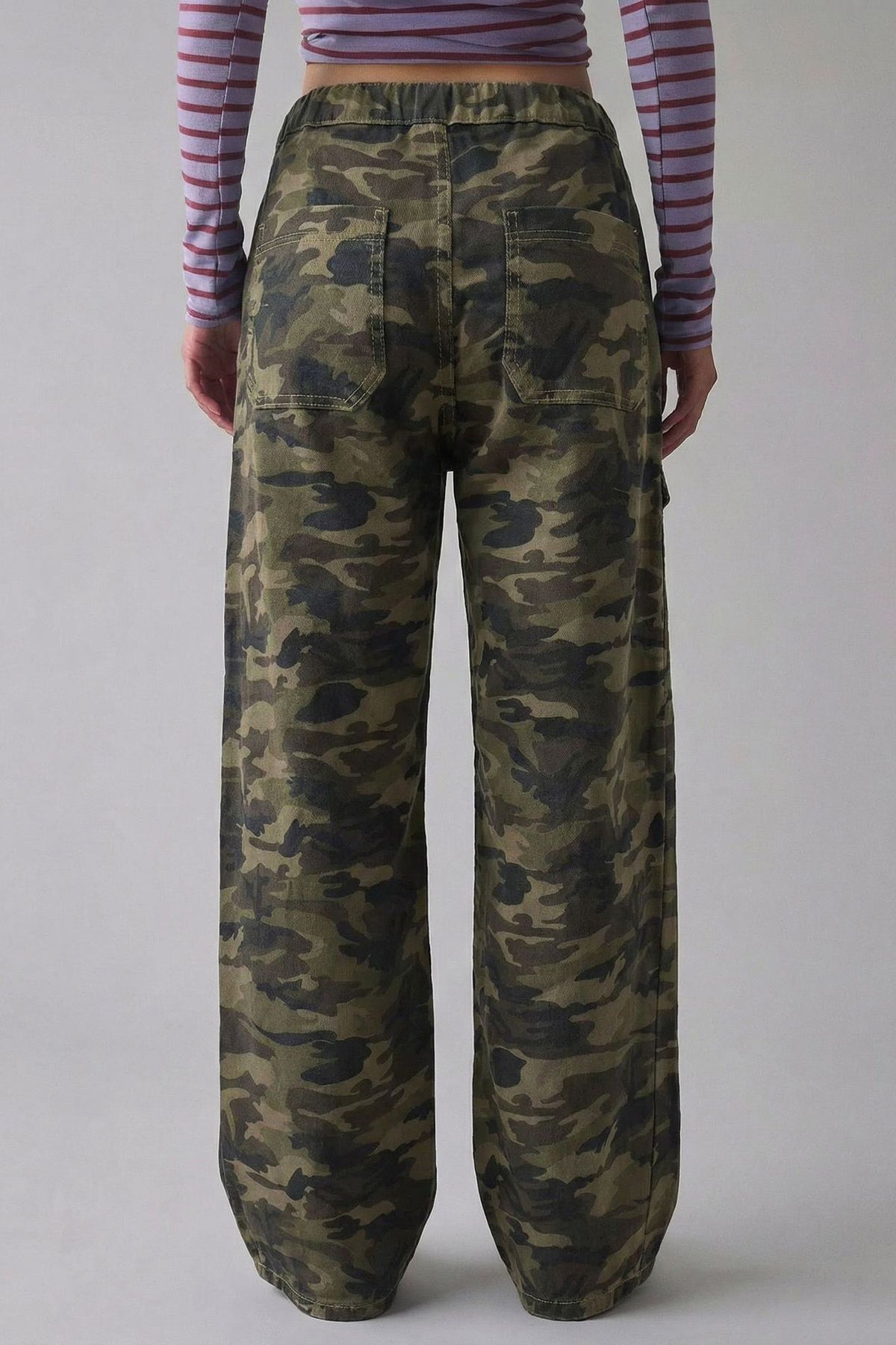 Drawstring Waist Baggy Cargo Jeans