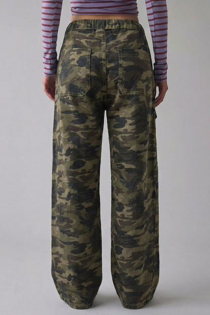 Drawstring Waist Baggy Cargo Jeans