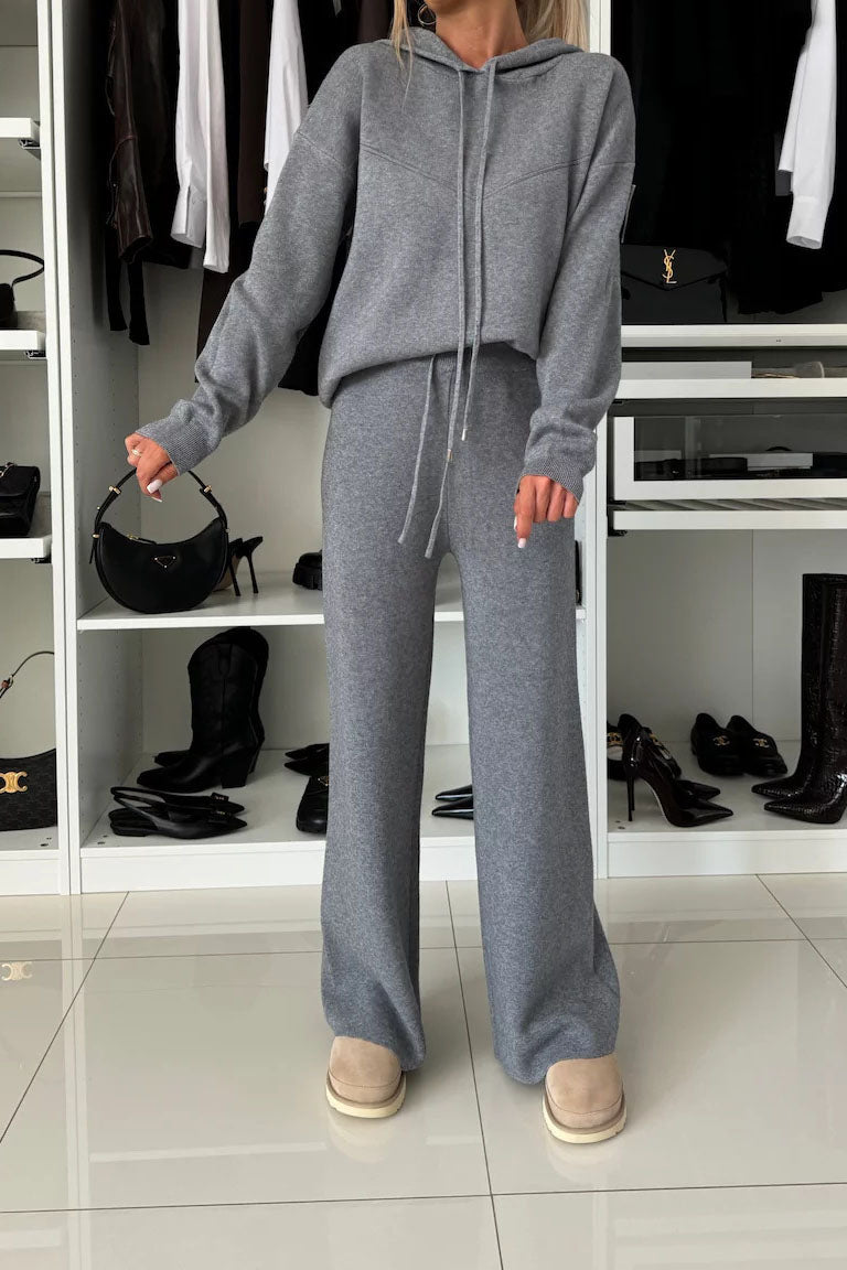 Relaxed Hoodie & Drawstring Wide-Leg Pants Set