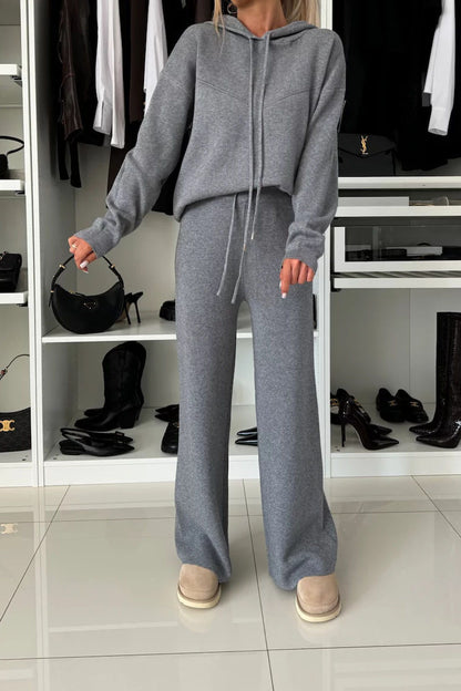 Relaxed Hoodie & Drawstring Wide-Leg Pants Set