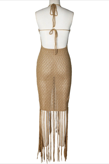 Embellished Crochet Fringe Dress