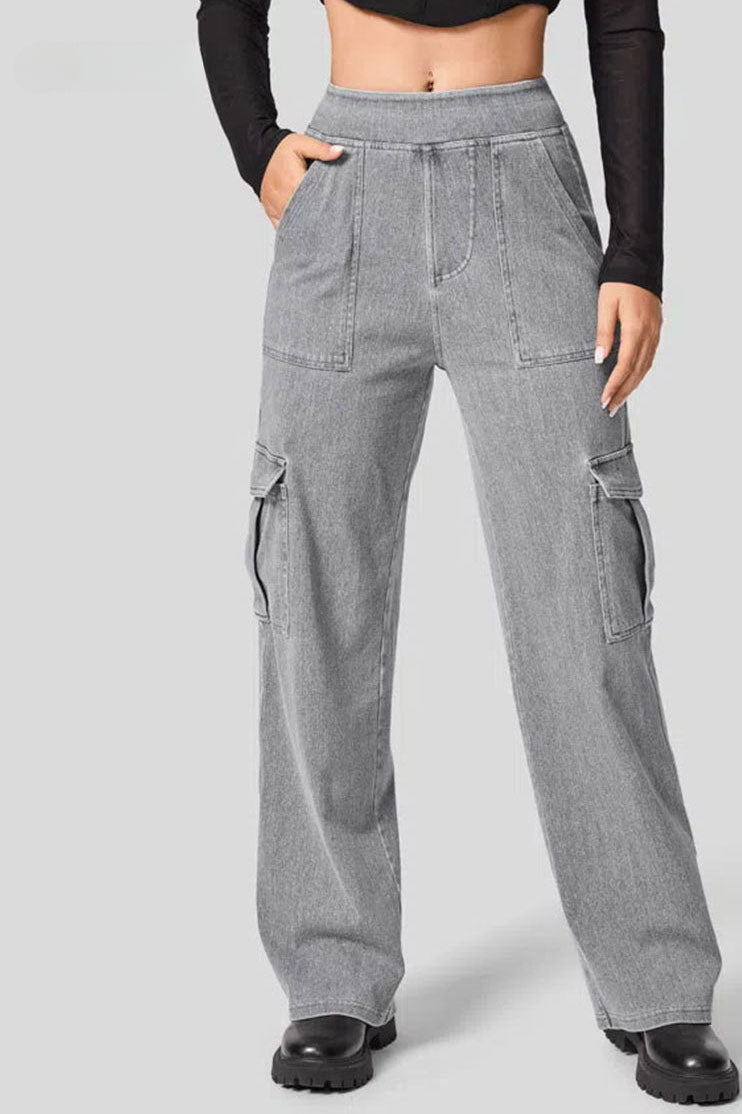 High Rise Wide Leg Cargo Jeans