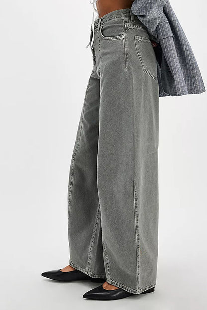Washed Straight Leg Fashion Street Style Jeans