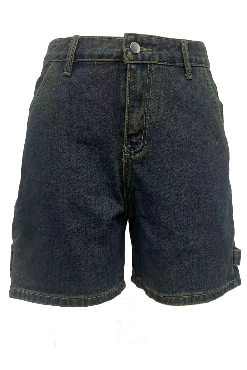 High-Waisted Relaxed Utility Denim Shorts