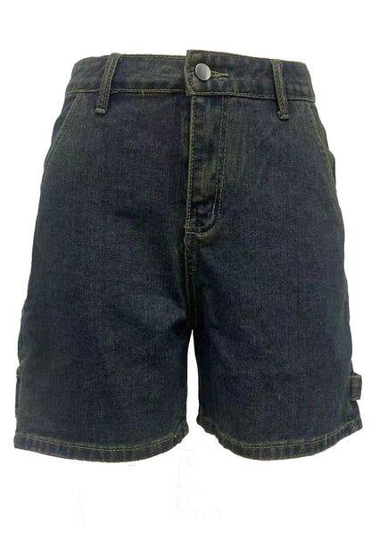 High-Waisted Relaxed Utility Denim Shorts