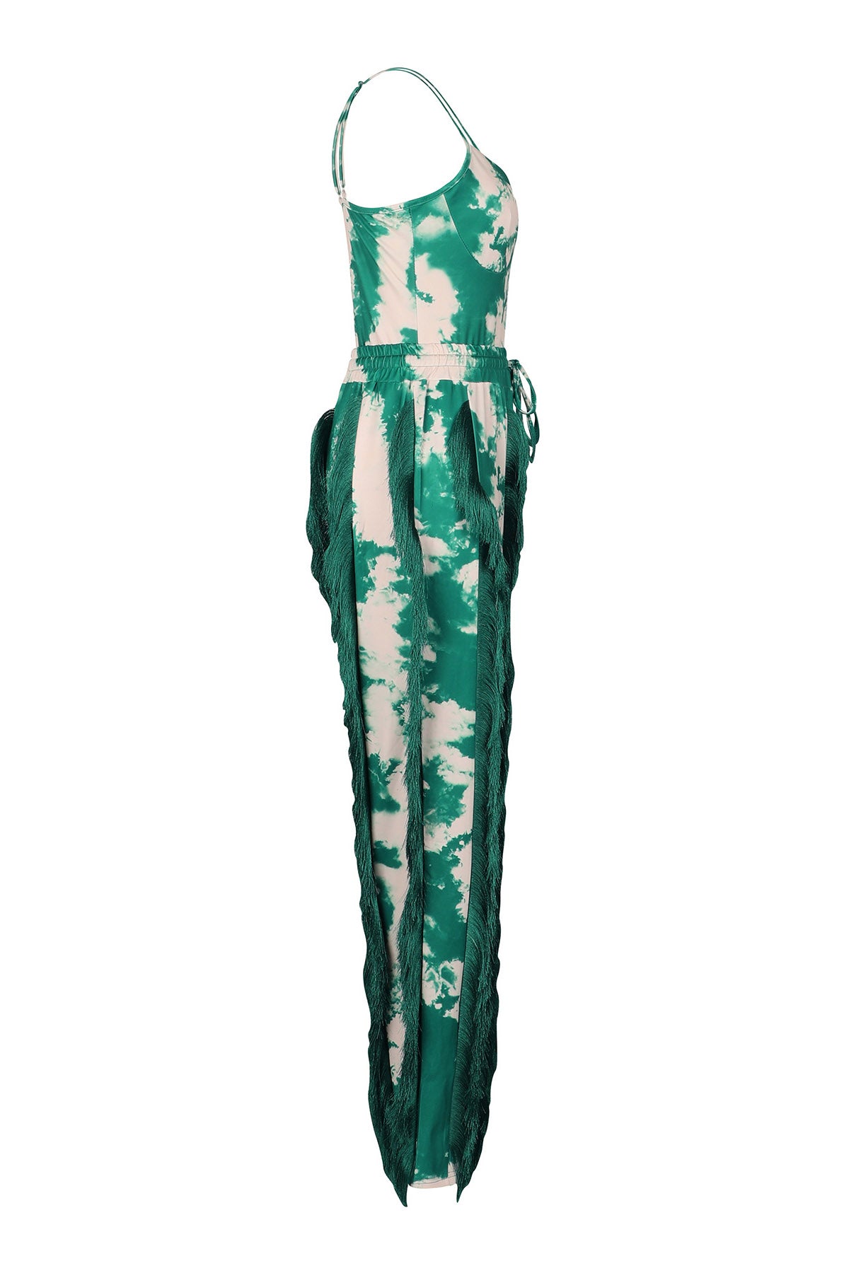 Abstract Print Fringe Cami & Pants Set