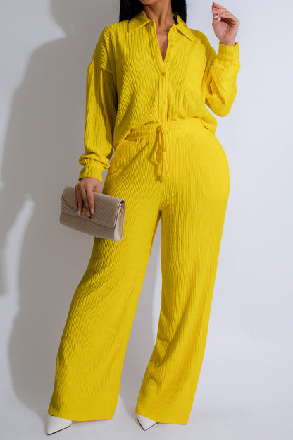 Loose Long Sleeve Top & Straight Pants Set
