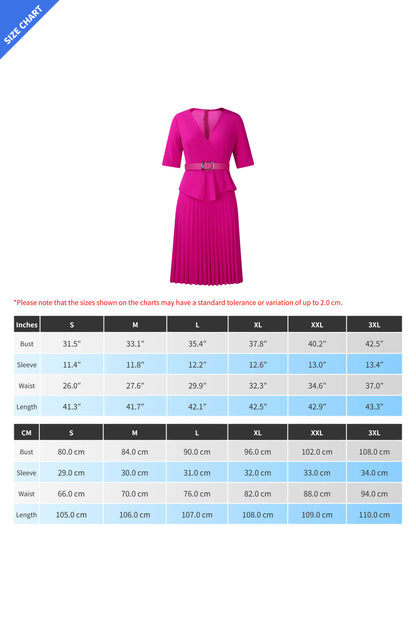 Elegant V-Neck Pleated Dress