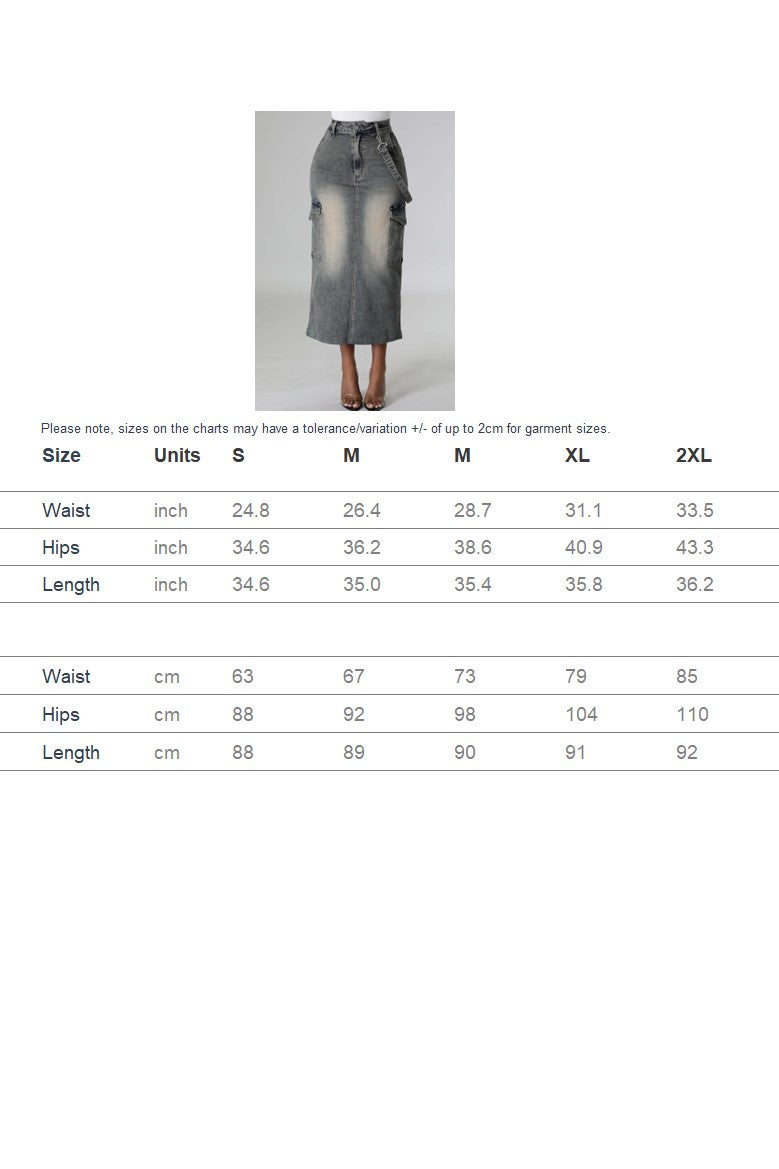 Pocket Maxi Denim Skirts