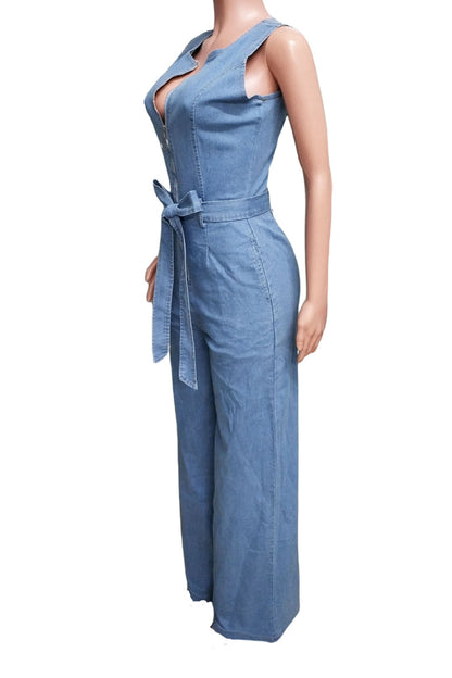 Zipper Up Sleeveless Jumpsuit
