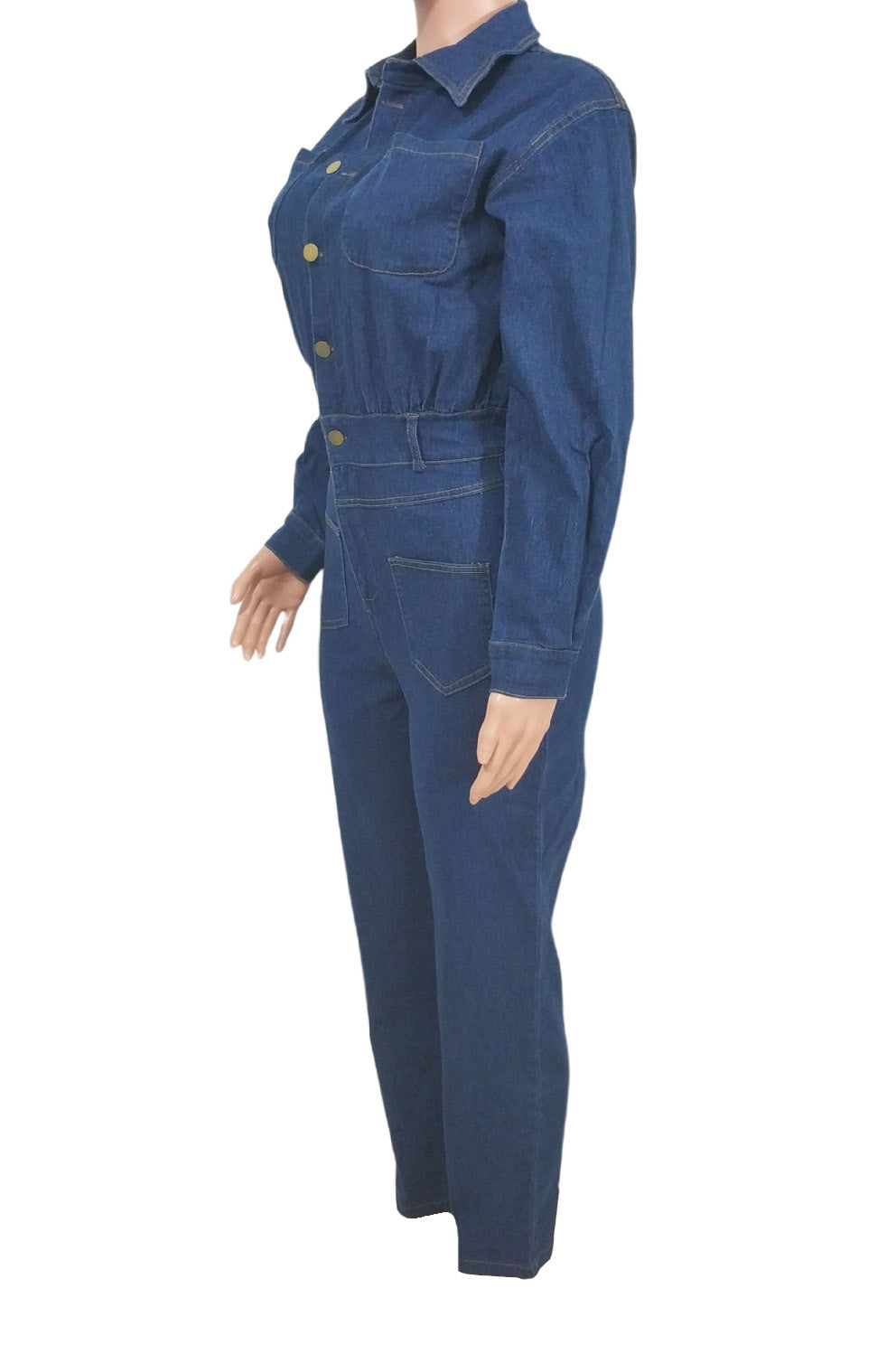 Stretch Denim Slim Fit Jumpsuit