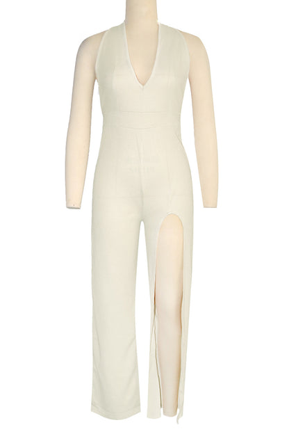 Halter Irregular Slit Jumpsuit