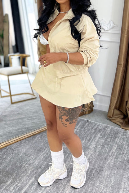 Contrast Panel Windbreaker & Skirt Set