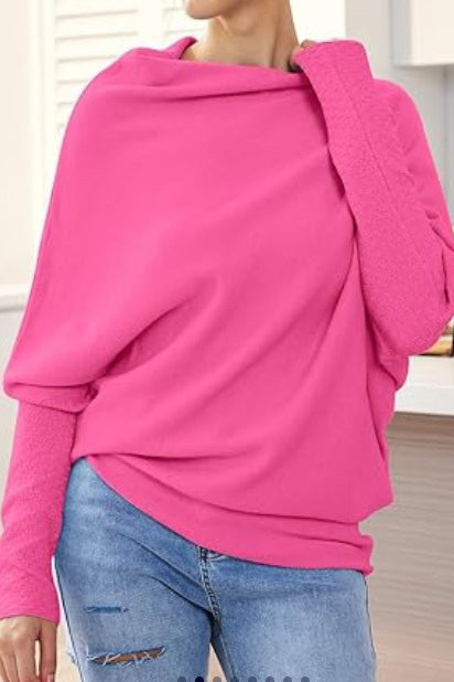 Solid Crew Neck Long Sleeve Top