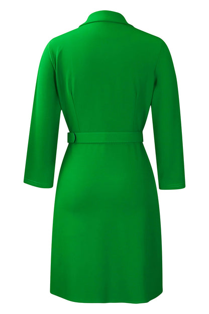 Pleated Patchwork Midi Blazer Dress