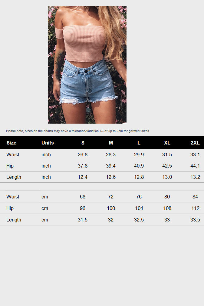 High Waist Ripped Denim Shorts