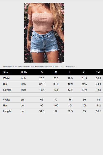 High Waist Ripped Denim Shorts
