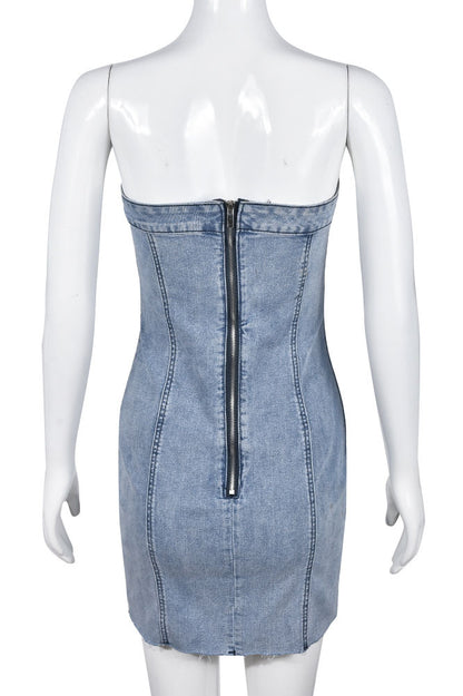 Strapless Mini Denim Dress