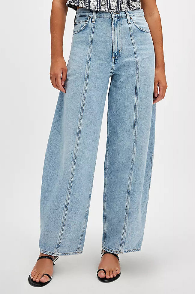 Washed Straight Leg Fashion Street Style Jeans