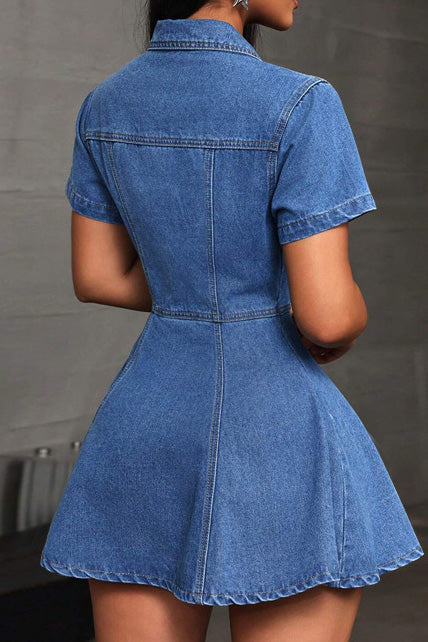 Short Sleeve Denim Mini Dress