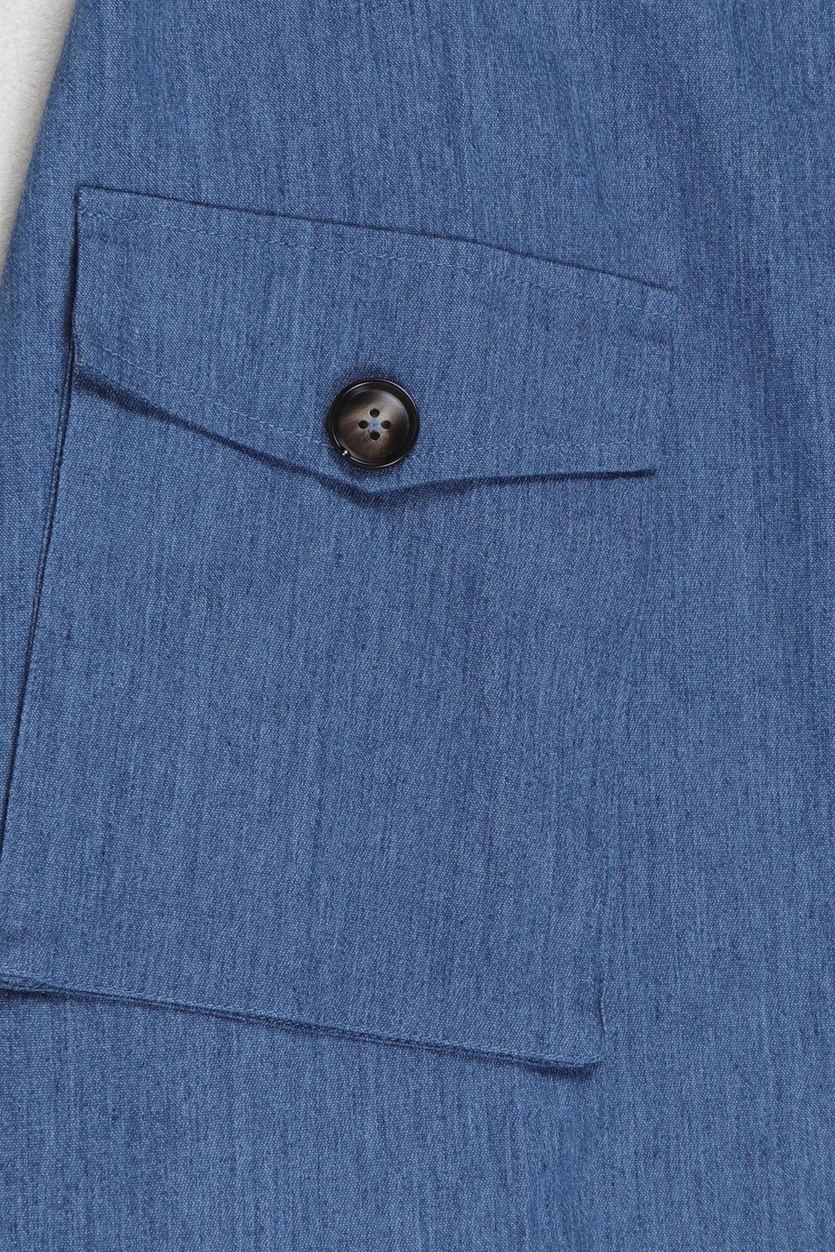 Elegant Denim Patchwork Pocket A-Line Dress