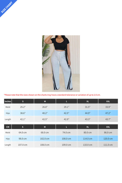 Striped Sweatpants Drawstring Straight Leg Pants