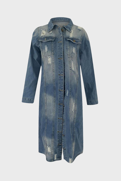 Ripped Long Denim Jacket