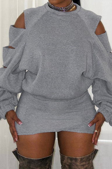 Ripped Loose Top & Fitted Mini Skirt Set