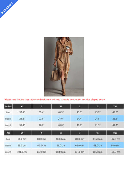 Single Breasted Pocket Shirt Style Midi Dress