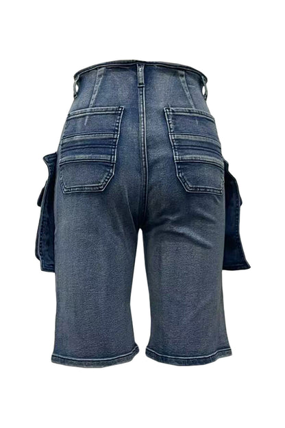 Retro Cargo Denim Shorts
