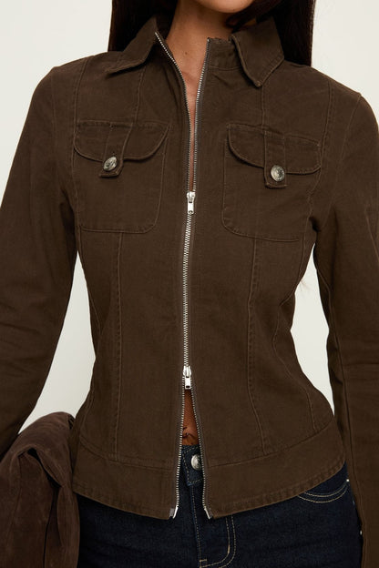 Fitted Zip-Front Utility Jacket