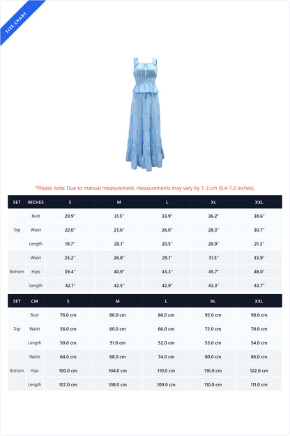Textured Smocked Top & Tiered Maxi Skirt Set