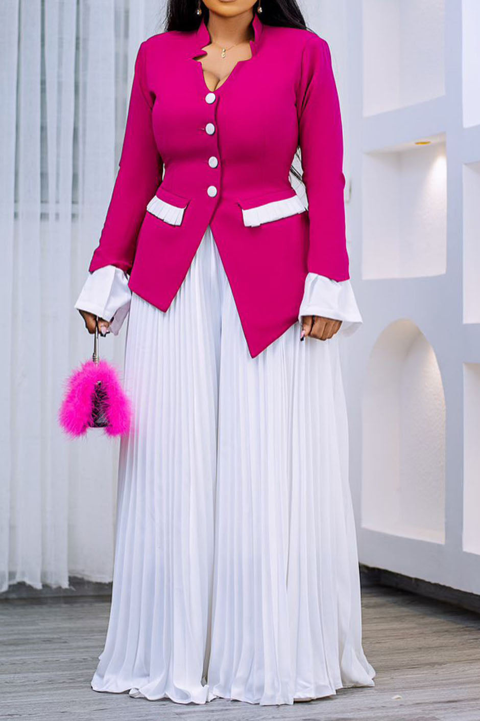 Plus Size Casual V Neck Long Sleeve Pants Sets