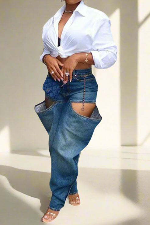 Stretch Ripped Hole Jeans