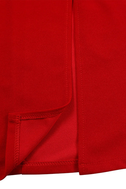 Solid Color Button Lapel Tight Dress