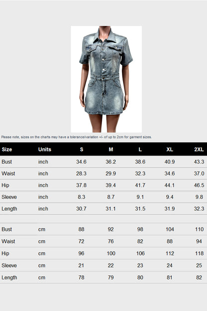Short Dress Stretchy Ladies Denim Summer Dress