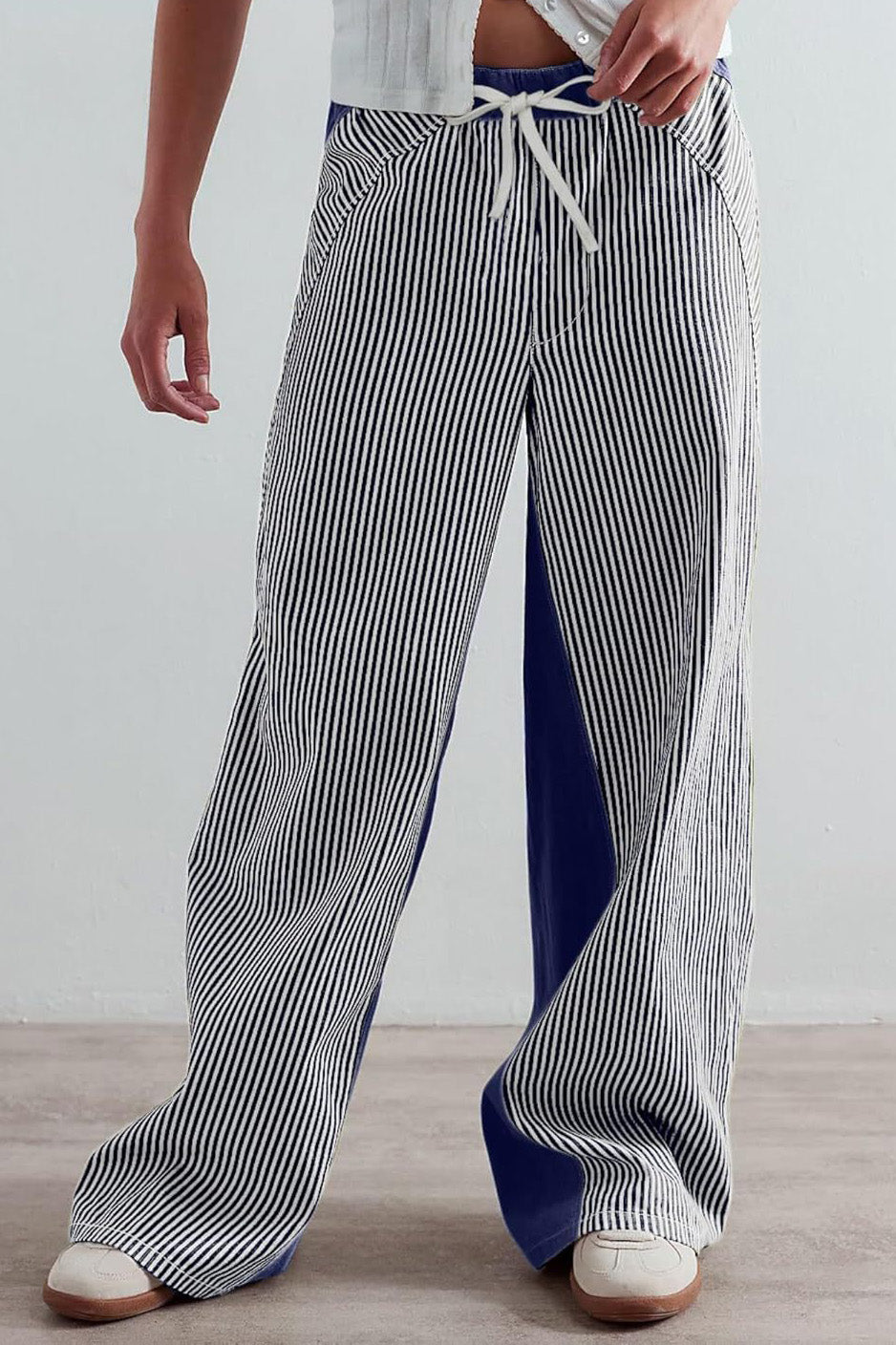 Casual Colorblock Loose Straight Pants